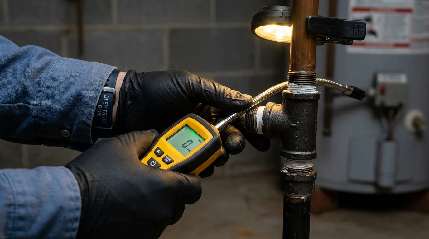 Gas leak detection with electronic sniffer by Johns Plumbing LLC in Mims